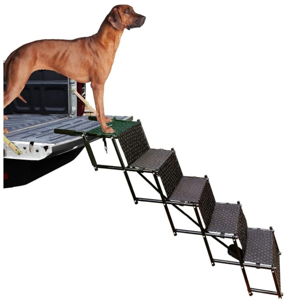 5-Step Foldable Dog Stairs Metal Frame Pet Ramp for SUV Car Bed Large Dogs